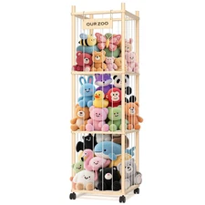 Stuffed Animal Storage: Wood Stuffed Animal Zoo, Stuffed Animal Holder with Mesh