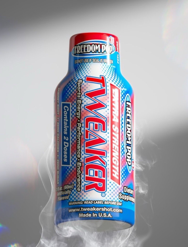 Lot of 2 Tweaker Freedom Pop Flavor 12 ct Energy Shots 2.0 oz Zero Sugar Free