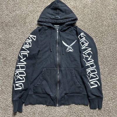 Vintage Stussy x Neighbourhood Boneyards Hoodie Size Medium Full Zip Black RARE