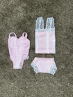1988 Vintage Mattel Fun To Dress Bodysuit Lingerie Pink Lace Trim & Camisole Set
