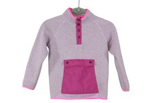 LL Bean Kids' Bean Sweater Fleece Quarter Snap Pink School Casual Outdoor L6X/7