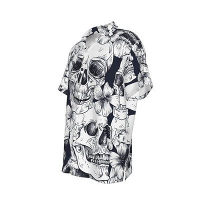 Skulls Flowers Horror Hawaian Shirt Aloha Tropical Beach