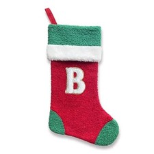 Christmas Stockings with Initials, 18 Inches Monogrammed Soft Plush Stocking, B