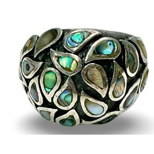 Sterling Silver Abalone Inlay Dome Ring Thailand