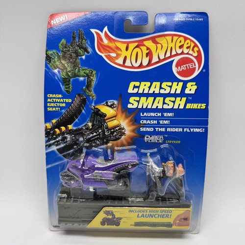 Hot Wheels 1995 Crash & Smash Bikes Stryker Cyber Force Launcher Sealed New - Picture 2 of 16