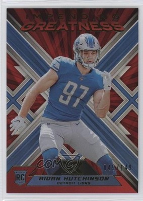 2022 Panini XR Impending Greatness Red 49/149 Aidan Hutchinson Rookie RC 1e0