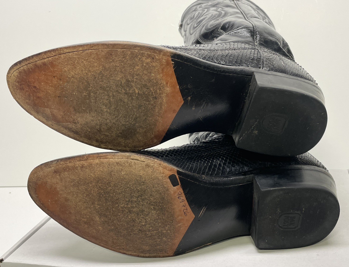 Dan Post Cowboy Boots Black Python Western Size 9… - image 6