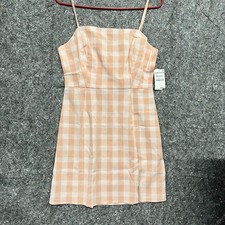 BP Nordstrom Dress Women M Pink Plaid Zipper Sleeveless Lightweight