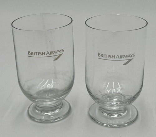 Vintage British Airways Crystal Glasses Shot Wine Cordial Concorde Set of 2