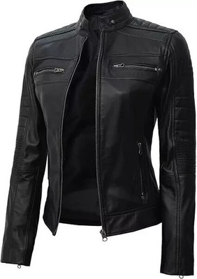 Damen Cafe Racer Motorrad Style Jacke - Lammleder Echt Leder Jacke - A18