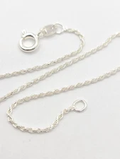 Rishi Alexander 925 Sterling Silver Diamond Cut 1mm Rope Chain 7"