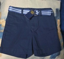 POLO RALPH LAUREN toddler Boys BELTED BERMURDA NAVY BLUE SHORTS NEW size 2/2T
