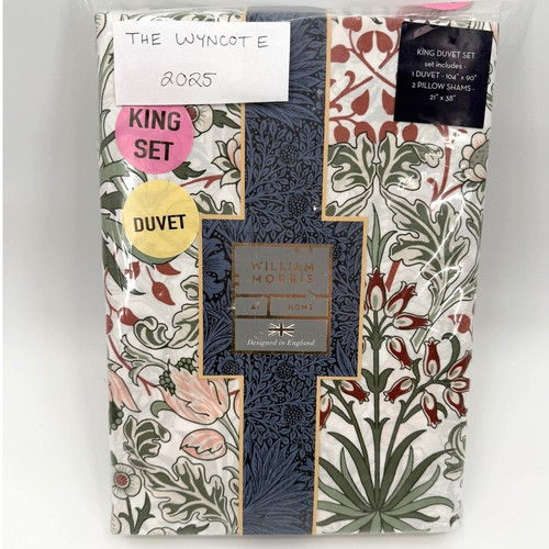 NWT William Morris at Home Hyacinth Clay Pink Floral KING Duvet Set