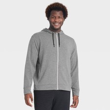 Men's Soft Gym Full Zip Hooded Sweatshirt - All in Motion Gray Heather S