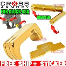 Cross Armory GOLD for Glok 43X DIMPLE Pins Extended Magazine Catch Slide Lock #1