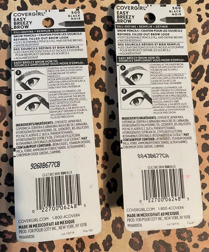 Covergirl Easy Breezy Brow, Fill, & Define 2 Pencils With Sharpener, Black 500 - Picture 2 of 3