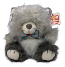 12" VINTAGE 1985 R DAKIN FUN FARM GRAY FAT KITTY CAT STUFFED ANIMAL PLUSH TOY