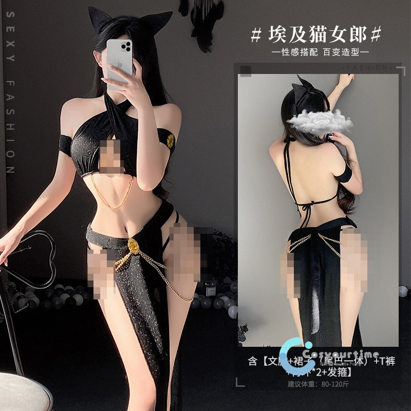 Medieval Queen Costumes Bunny Girl Black Cat Ear Chain Sexy Lingerie  Nightwear | eBay