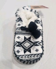 NWT Muk Luks Women's Ballerina Slippers Size S/M 5-7 Black White Cozy Warm