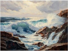 Waves Ocean Sea C. Westchiloff Tile Mural Kitchen Wall Backsplash Marble Ceramic