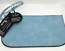 K Carroll Accessories Card Holder RFID Protected Powder Blue Wrist Band Zips