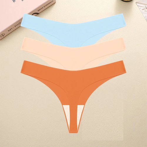 1/3PCS Seamless Thong Women Ice Silk T-back Breathable Crotch Briefs Lingerie - Bild 25 von 36