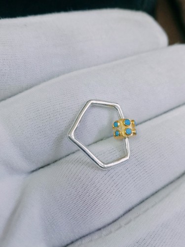 Fermoir En Pierre Turquoise En Argent Sterling 925, Fermoir À Mousqueton - Picture 3 of 9
