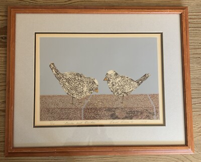 Vtg 1978 Signed Woodcut Print Pencil Signed  Birds and Bricks  7/14 Carol Dierr