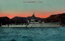 Postcard French Navy Cruiser Émile Bertin Battleship  War Time Art Lovely Sunset