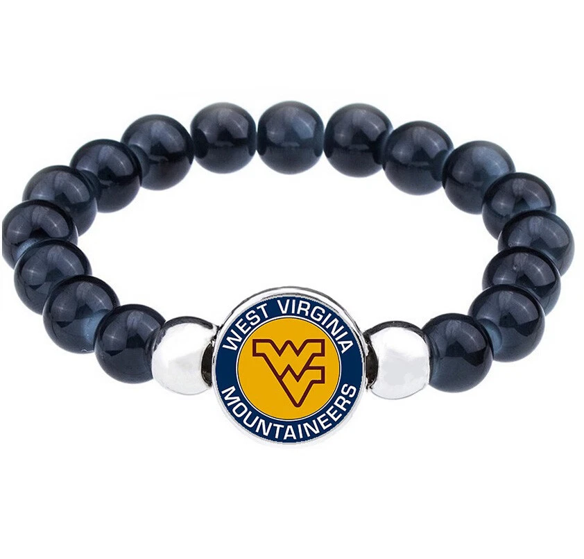 West Virginia Mountaineers Womens Men Beaded Link Bracelet