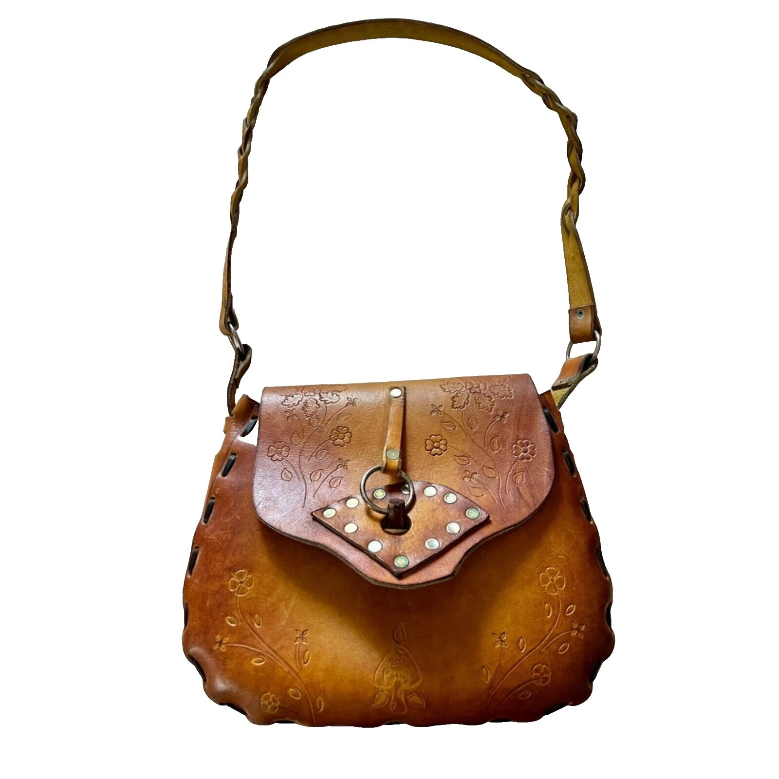 Bolso de hombro de cuero Hippie Vintage Bolsas, Bolsos y estuches