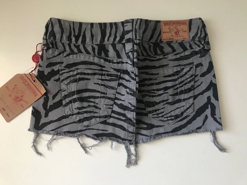 TRUE RELIGION WOMENS MANDY ZEBRA PRINT DENIM SKIRT SIZE 29 - Image 2 of 3