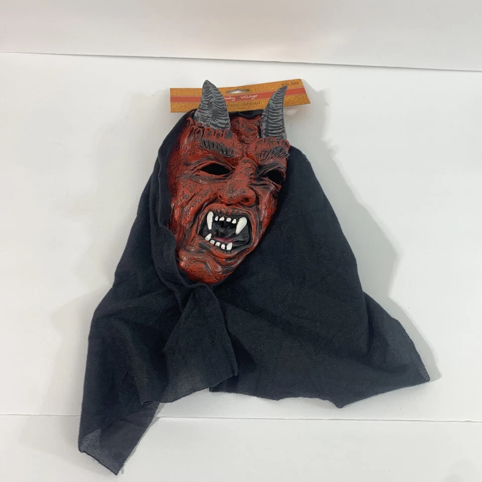 Adult Spooky Village Grisley Ghoul Devil Mask With Hood NWT - Image 3 of 4