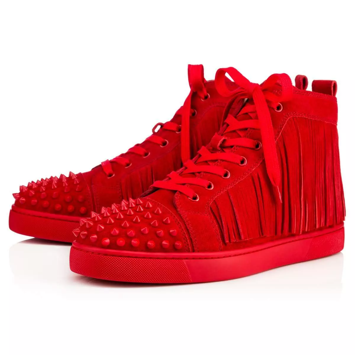 Christian Louboutin Men Coachelito Spikes Red Flat High Top