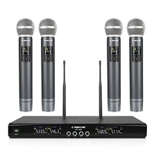 Wireless Microphone System, Metal Wireless Mic Set With 4 Cordless