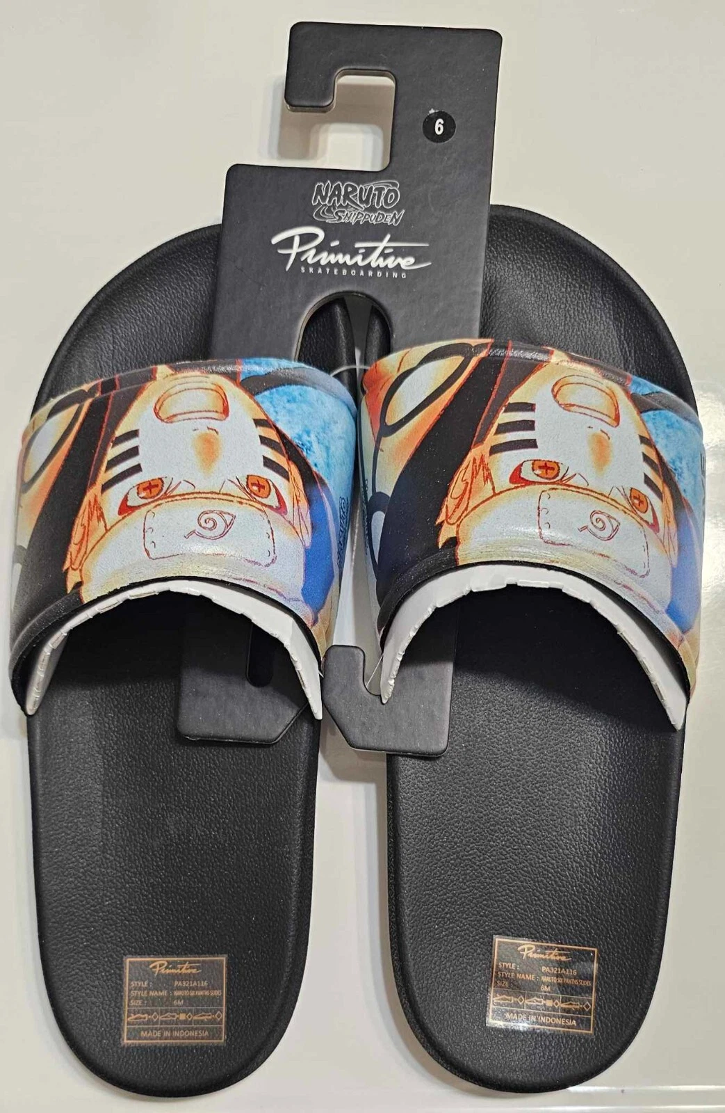 Anime Primitive Naruto Six Paths Slides Black Mens Size 6