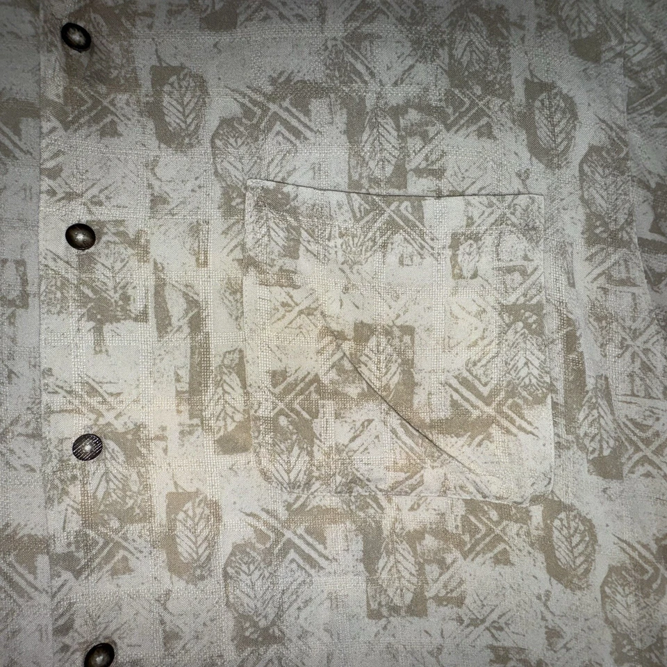 Camisa Hawaiana Fieldmaster De Colección Para Hombres XL Blanca Beige Floral Tropical Rayón Foto 3 de 4