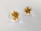 ART GLASS MARBLE/SHOOTER "Yellow Flowers" SET/2 Hand-Crafted 1" CONTEMPORARY — photo 2
