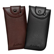 Soft Eyeglass Case 2 PACK,Belt Attach,Vertical 1 Black 1 Brown Syn.Leather Felt