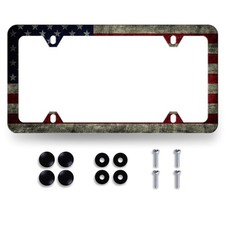 Vintage American Flag License Plate Frame Patriotic Usa Flag License Plate Pe...