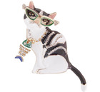 NEW Lunch at the Ritz STYLE 3.25" HIP HOP CAT FISH NECKLACE PENDANT BROOCH COMBO — photo 6