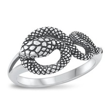 Beautiful Oxidized Snake Ring New .925 Polished Sterling Silver Band Sizes 6-12