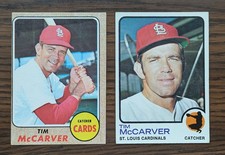 Tim McCarver - 2 Card Lot - 1968 Topps & 1973 Topps - St. Louis Cardinals - VG🔥