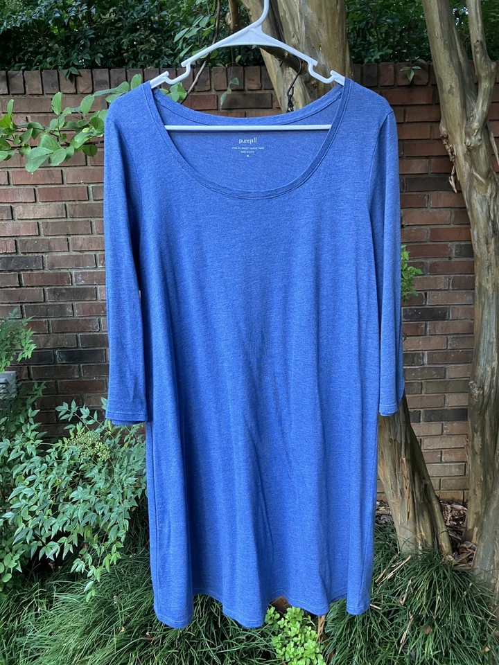 J Jill Pure Jill ballet-sleeve tunic top blue medium m - Image 1 of 1
