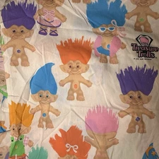 Vintage Treasure Trolls Twin Size Flat Sheet 90’s 1992 Ace Novelty