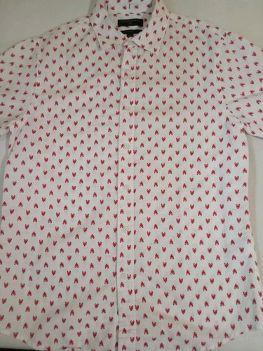 Banana Republic Shirt Men M Slim Fit Linen Short Sleeve Button Up White Lobster - Imagen 4 de 7