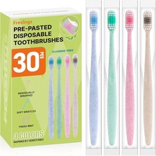 30-Pack Pre-Pasted Disposable Toothbrushes with Built-in Toothpaste,