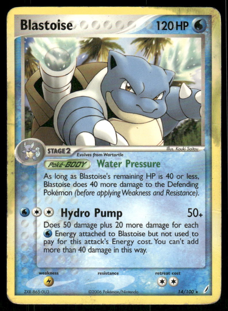 2006 Pokemon Blastoise Rare Crystal Guardians 14/100 DMG