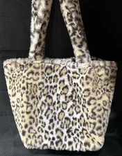 John Galt Leopard Print Faux Fur Handbag Fuzzy Soft Chic Stylish Club Wear