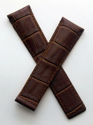 TAG HEUER  22 MM MONACO  DEPLOY CLASP BROWN LEATHER WATCH BAND STRAP